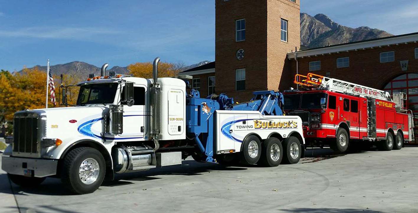 emergency vehicles section image of firetruck being towed